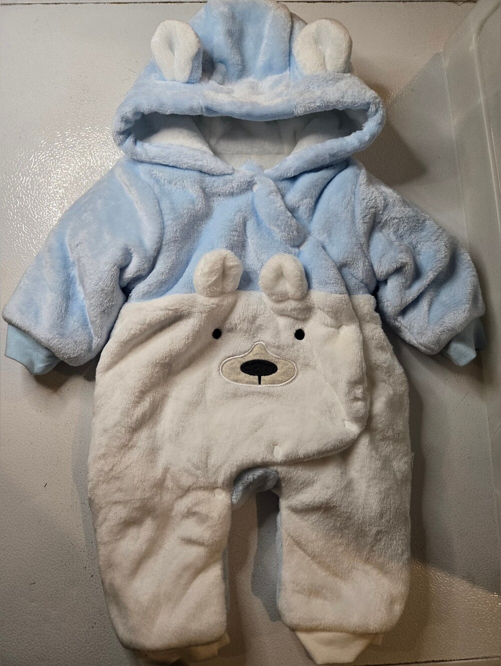 Adorable Baby Boy Cozy Snow Suit One Piece Bear Outfit 0-3 Months